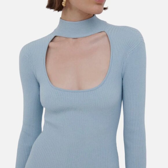 NWT JONATHAN SIMKHAI STANDARD KENNY CUT-OUT RIB KNIT MIDI DRESS - Picture 8 of 8